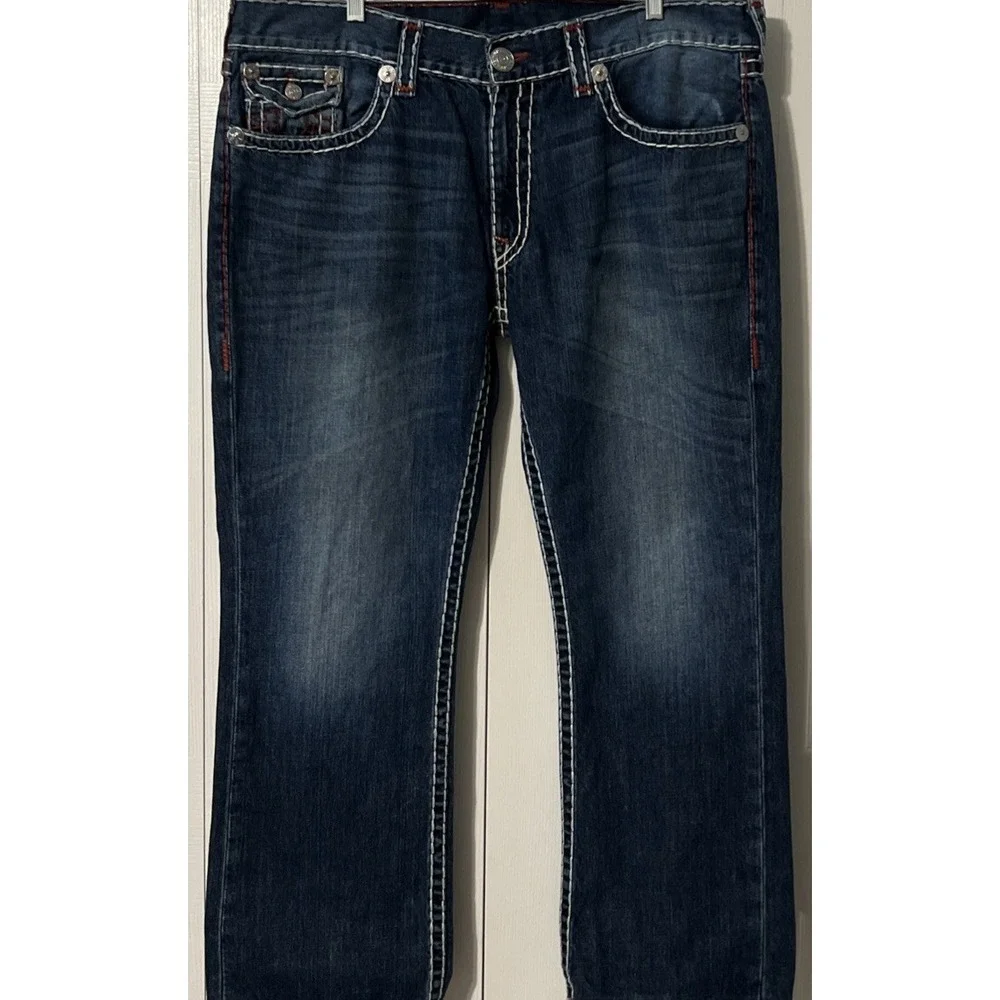 True Religion Men's Super T Flap Pocket Straight Leg Mid Rise Jeans Size 42x31